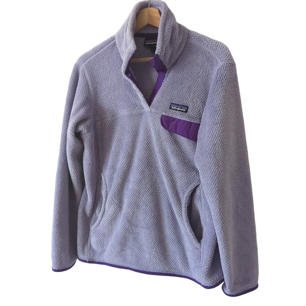 Patagonia Re-Tool Snap-T Pullover Top‎ Womens Medium Purple Sweatshirt Fleece